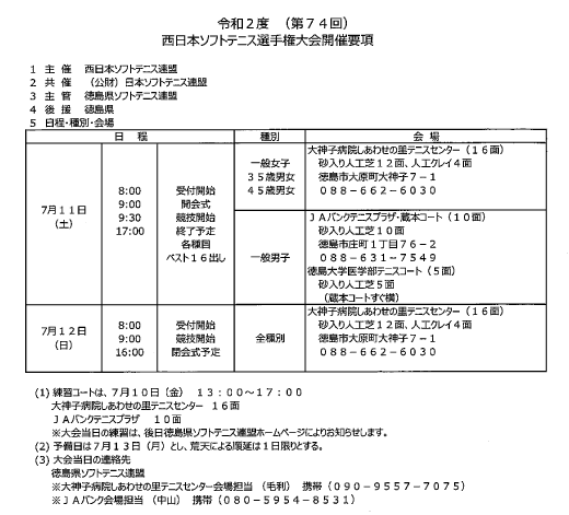 令和２年度西日本ソフトテニス選手権大会